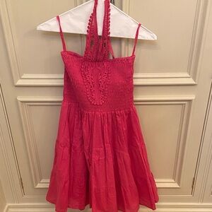 Vibrant Pink Halter Kids Dress